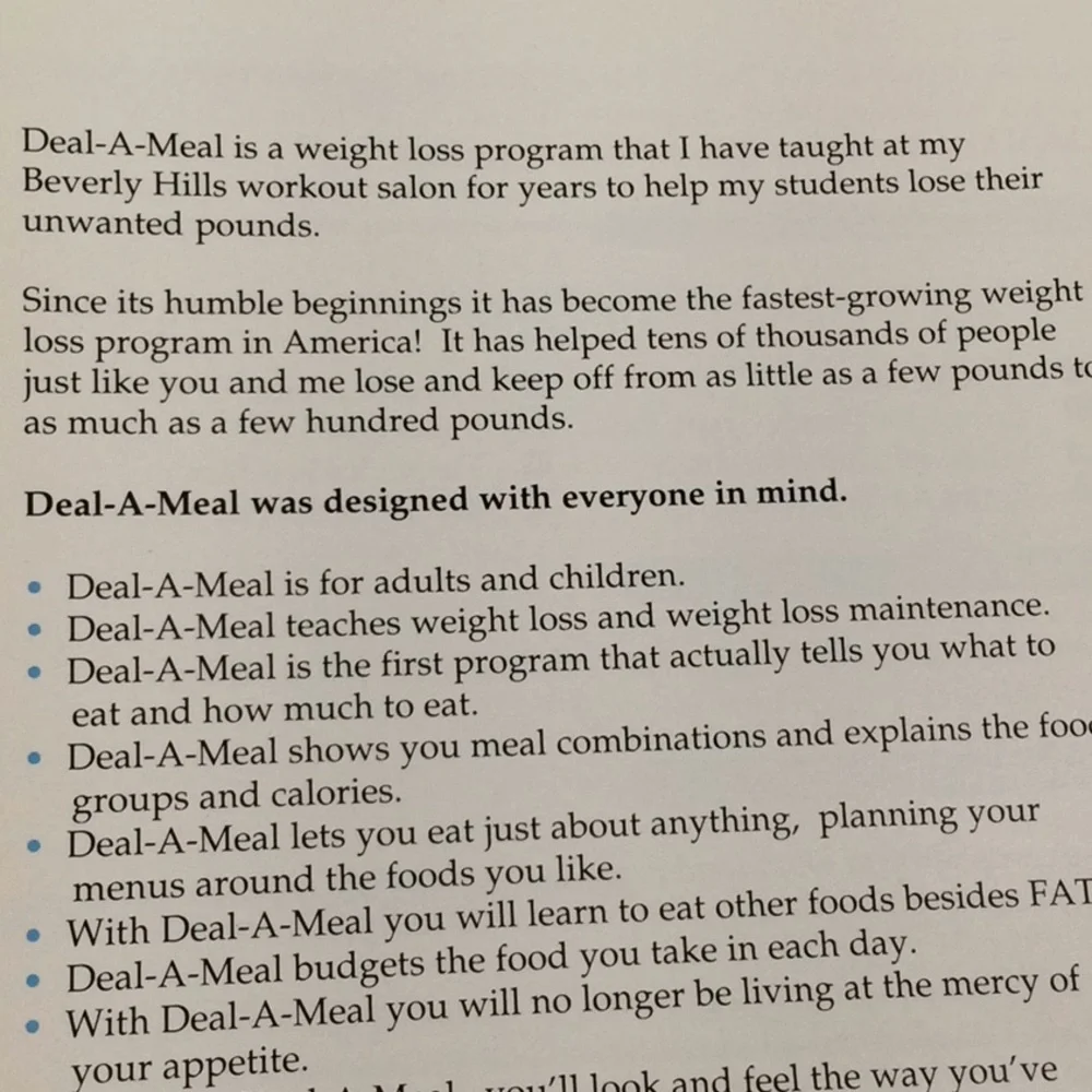 Vintage Richard Simmons Deal-A-Meal Cookbook
